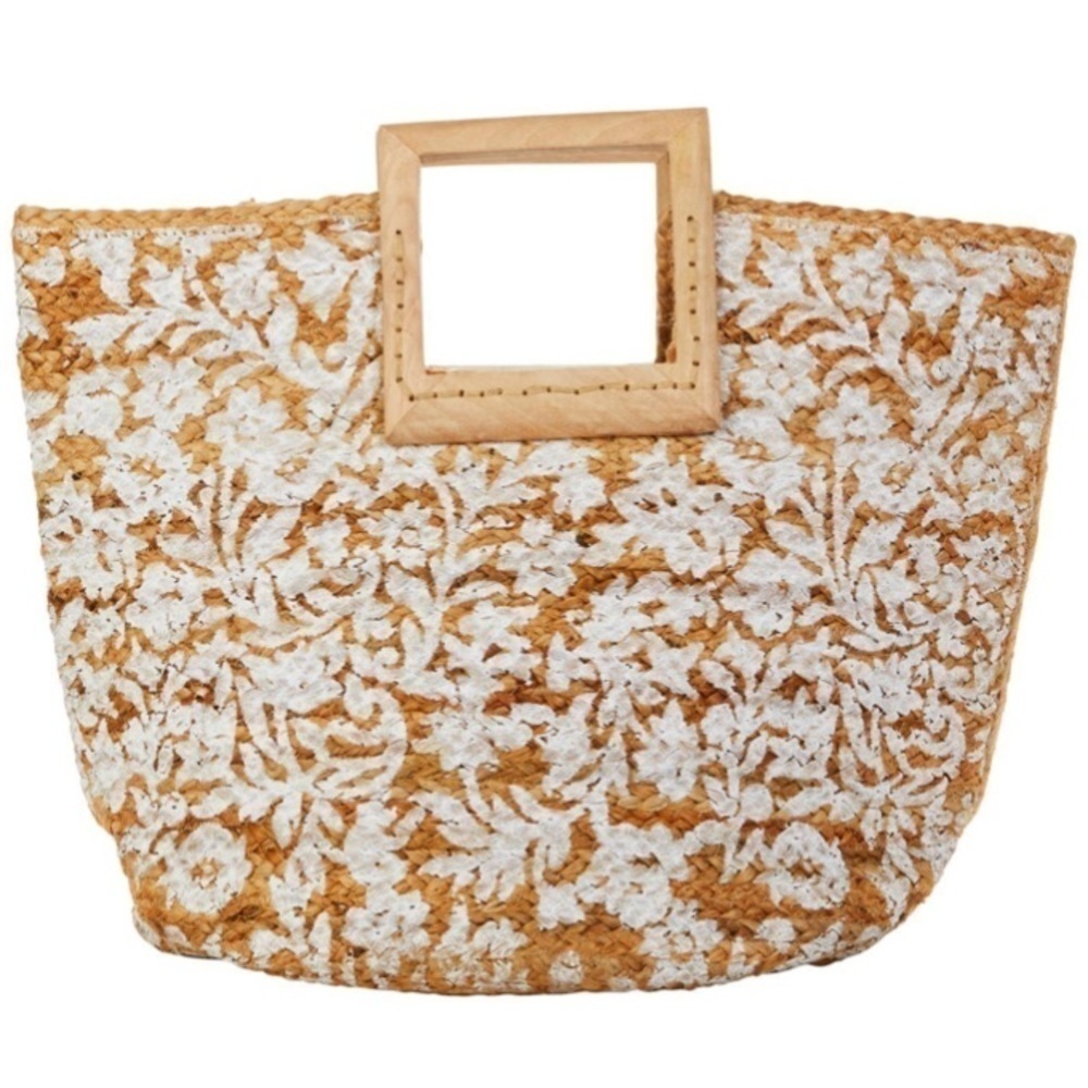 Antik Kraft Floral Jute Tote-NWT